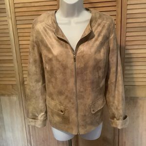 JM Collection faux leather Jacket lightweight zip front size 10
